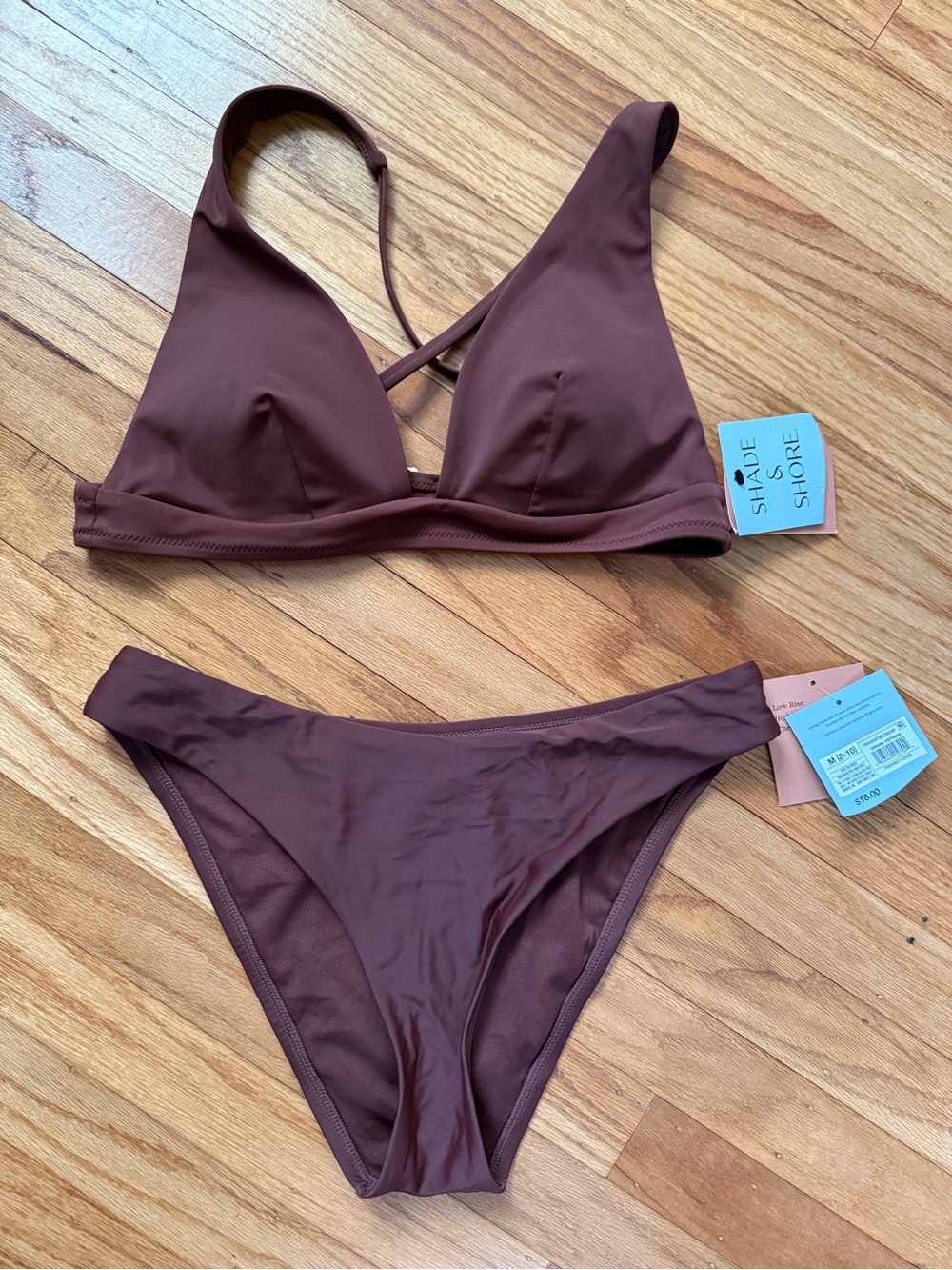 New With Tags Shade & Shore Brown Bikini Set from Target - Size Med (8-10)